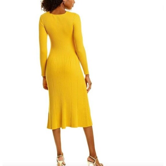 Amur Vivian Knit Midi Dress Yellow Womens Size Medium - Picture 2 of 9